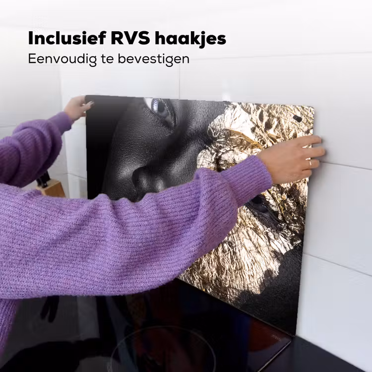 Vrouw - Goud - Zwart - Verf - Luxe Inductie beschemer met haakjes klein -ky-ophangen-nl