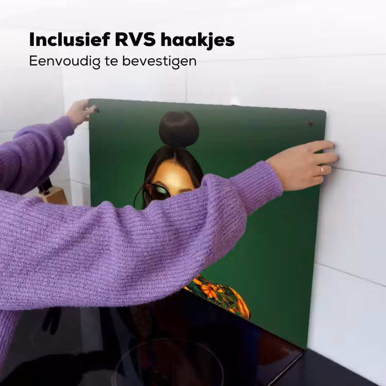 Vrouw - Groen - Modern - Bril - Abstract Inductie beschemer met haakjes klein -ky-ophangen-nl
