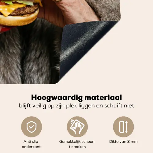Vrouw - Hamburger - Bontjas Inductie beschemer met haakjes klein -ky-onderkant-nl