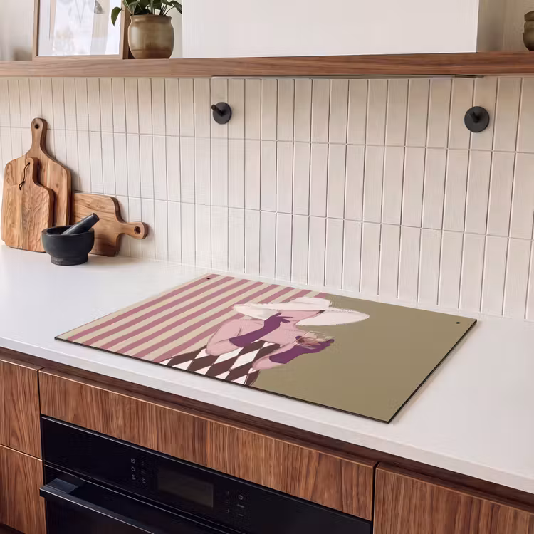 Vrouw - Hoed - Mode - Abstract - Kleurrijk Inductie beschemer met haakjes klein -sfeer1