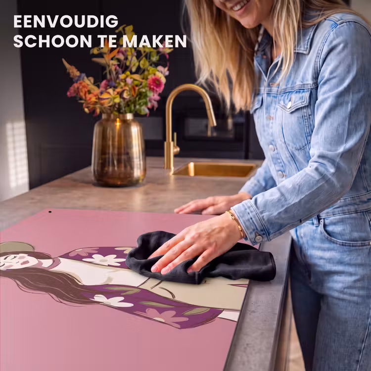 Vrouw - Hoed - Portret - Illustratie - Roze Inductie beschemer met haakjes klein -ky-schoon-nl