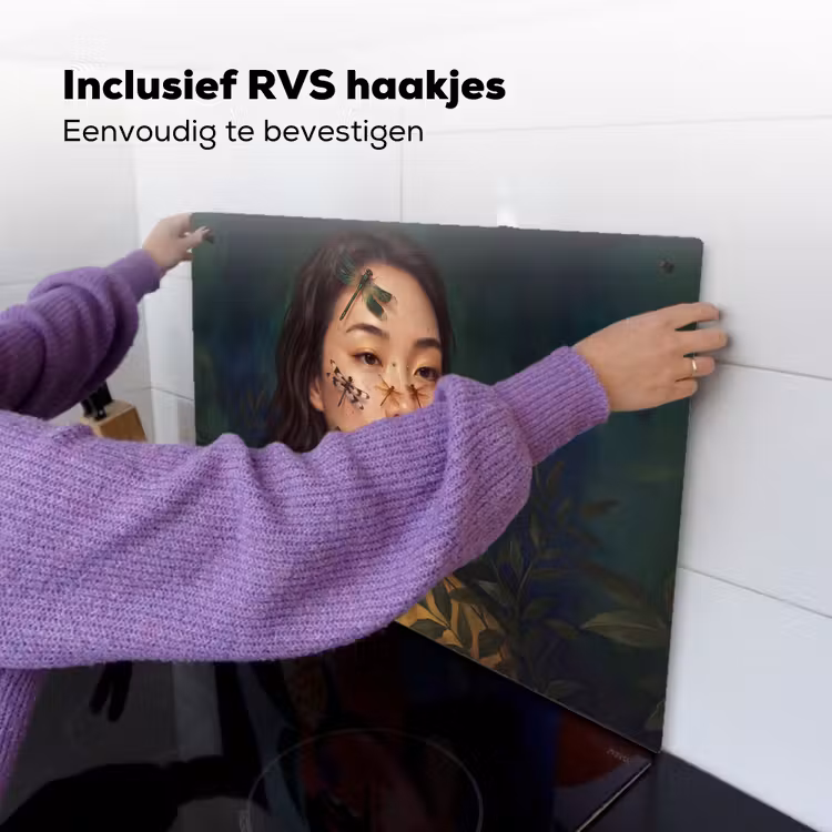 Vrouw - Insecten - Natuur - Portret - Groen Inductie beschemer met haakjes klein -ky-ophangen-nl
