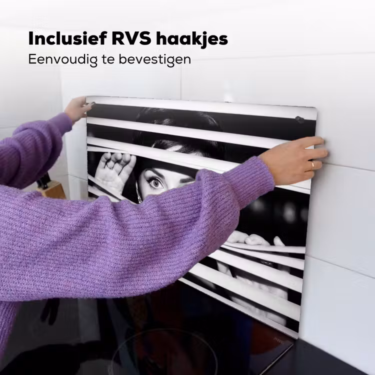 Vrouw - Jaloezieën - Portret - Zwart-wit Inductie beschemer met haakjes klein -ky-ophangen-nl