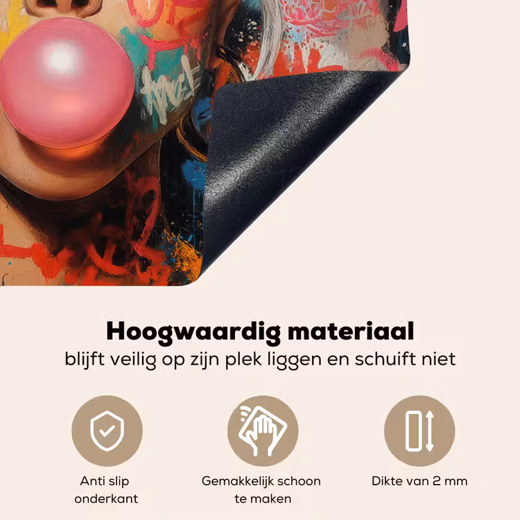 Vrouw - Kauwgom - Graffiti - Love Inductie beschemer met haakjes middel -ky-onderkant-nl