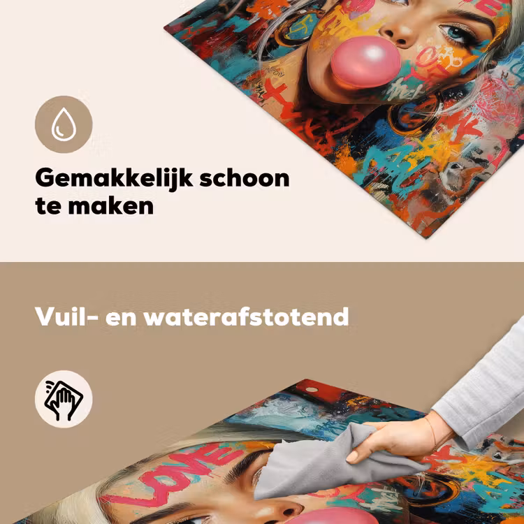 Vrouw - Kauwgom - Graffiti - Love Inductie beschemer met haakjes middel -ky-schoon-nl