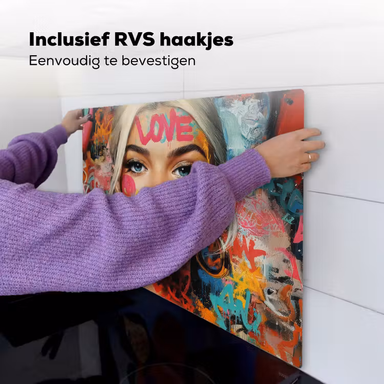 Vrouw - Kauwgom - Graffiti - Love Inductie beschemer met haakjes middel -ky-ophangen-nl
