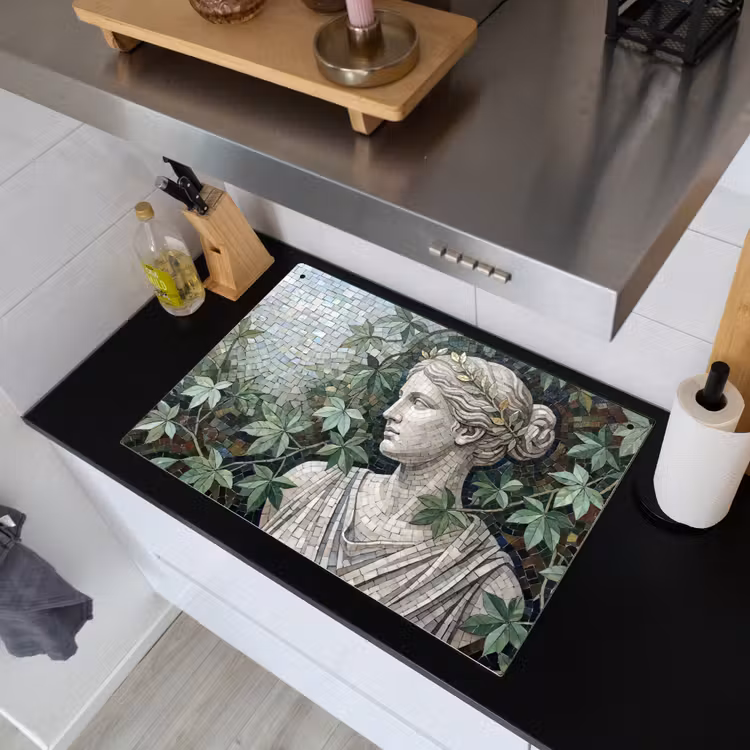 Vrouw - Klassiek - Mozaiëk - Natuur - Groen Inductie beschemer met haakjes klein -sfeer1