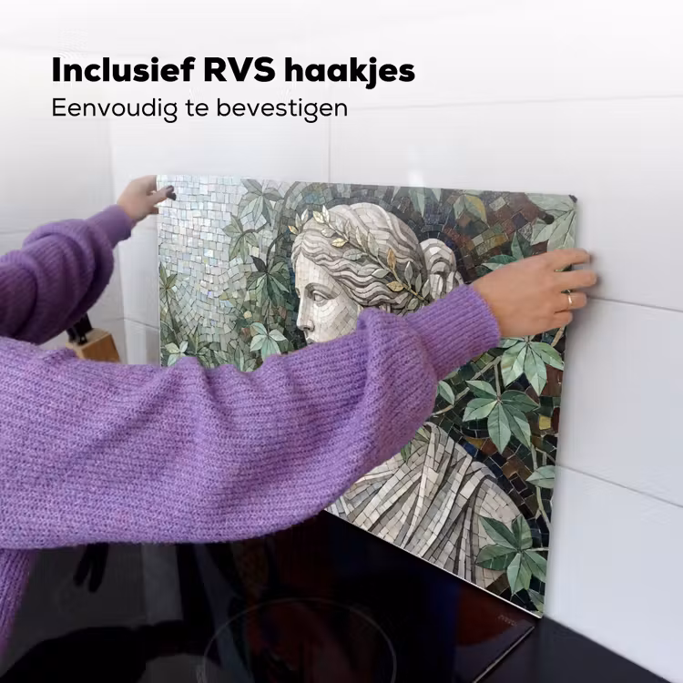 Vrouw - Klassiek - Mozaiëk - Natuur - Groen Inductie beschemer met haakjes klein -ky-ophangen-nl