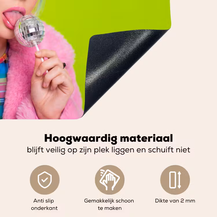 Vrouw - Kleurrijk haar - Pop art - Modern - Levendig Inductie beschemer met haakjes klein -ky-onderkant-nl