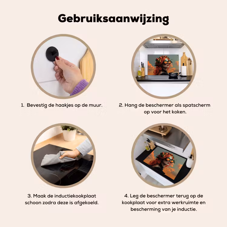 Vrouw - Kroon - Tomaat - Bascilicum - Zonnebril Inductie beschemer met haakjes klein -ky-gebruik-nl