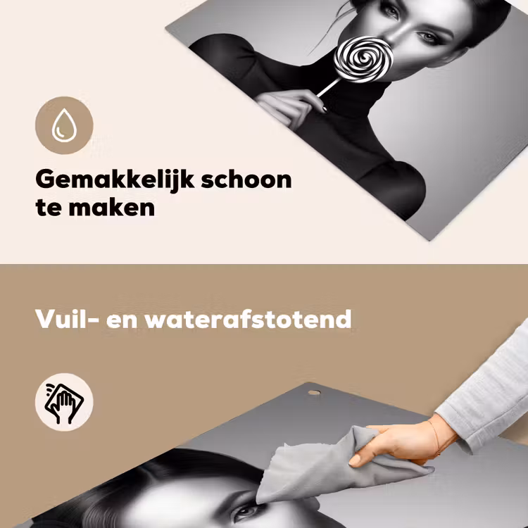 Vrouw - Lolly - Zwart Inductie beschemer met haakjes klein -ky-schoon-nl