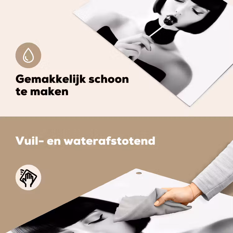 Vrouw - Lolly - Zwart - Wit Inductie beschemer met haakjes klein -ky-schoon-nl