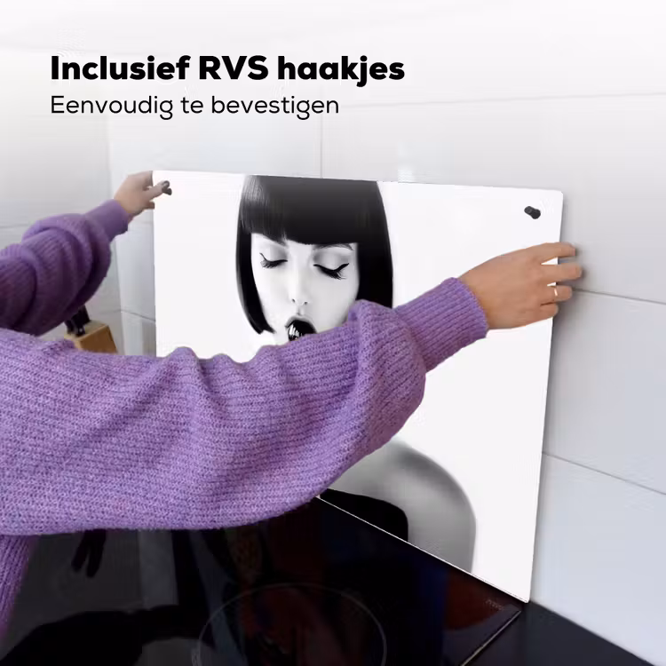 Vrouw - Lolly - Zwart - Wit Inductie beschemer met haakjes klein -ky-ophangen-nl