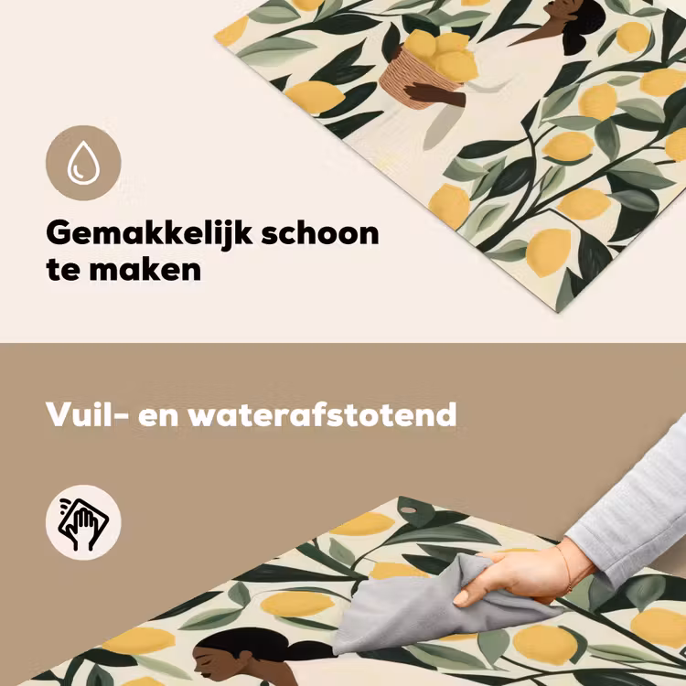 Vrouw - Mand - Citroenen - Bladeren Inductie beschemer met haakjes klein -ky-schoon-nl