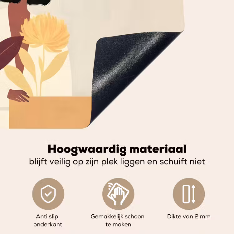 Vrouw - Minimalistisch - Bloem Inductie beschemer met haakjes klein -ky-onderkant-nl