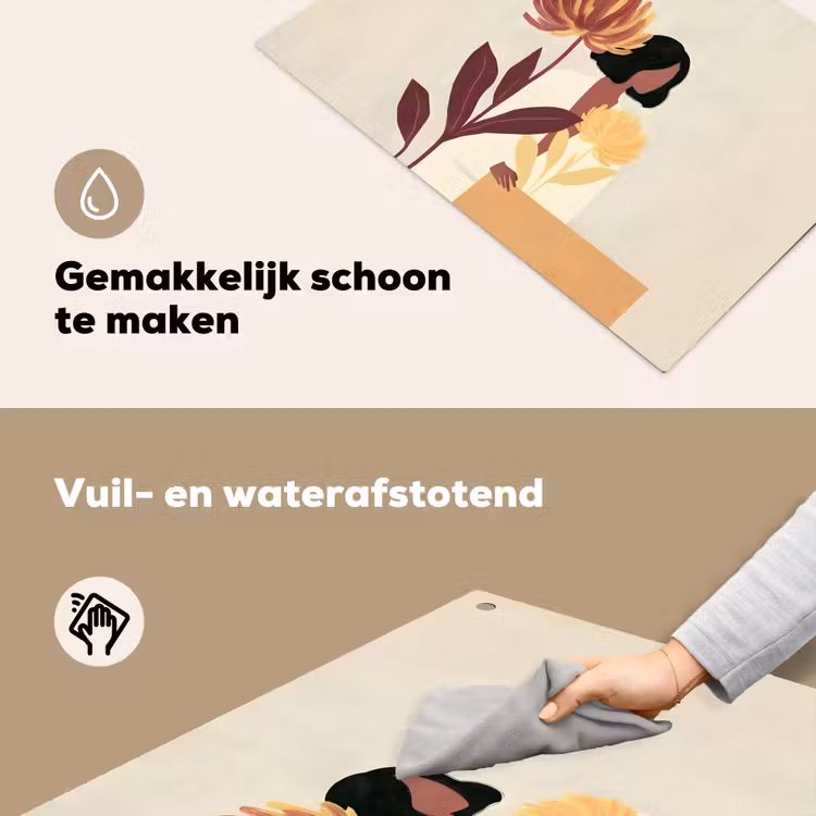 Vrouw - Minimalistisch - Bloem Inductie beschemer met haakjes klein -ky-schoon-nl