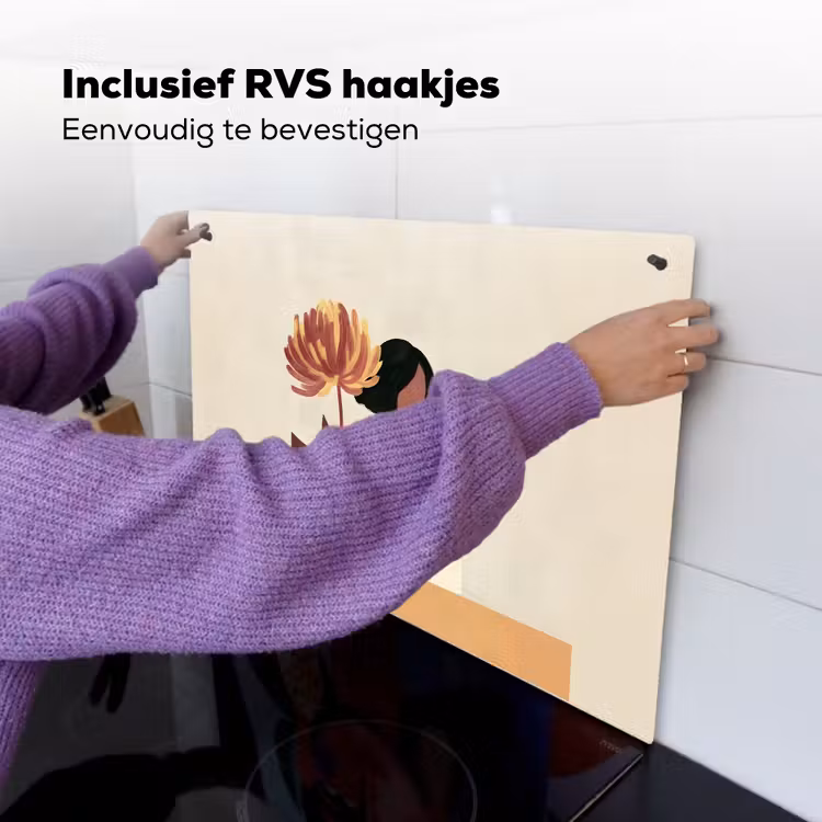 Vrouw - Minimalistisch - Bloem Inductie beschemer met haakjes klein -ky-ophangen-nl