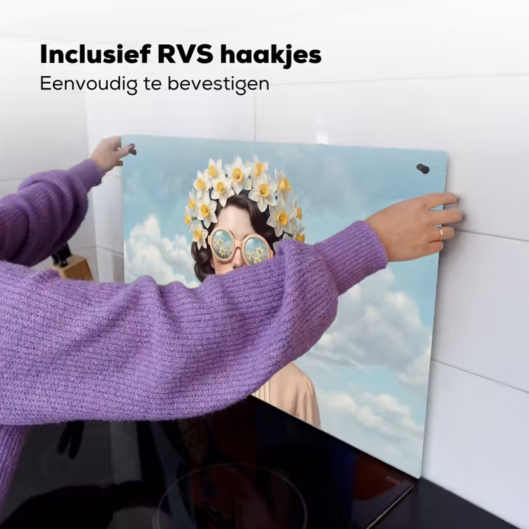 Vrouw - Narcissen - Geel Inductie beschemer met haakjes klein -ky-ophangen-nl