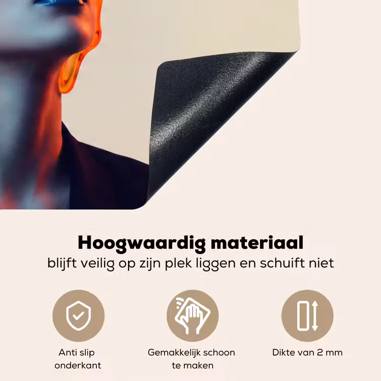 Vrouw - Oranje - Abstract - Modern - Kleurrijk Inductie beschemer met haakjes klein -ky-onderkant-nl
