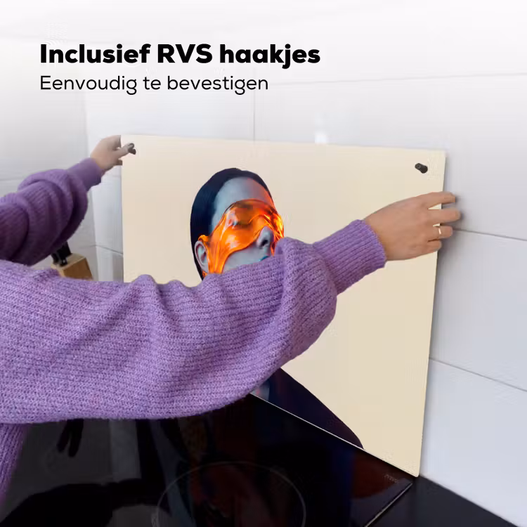 Vrouw - Oranje - Abstract - Modern - Kleurrijk Inductie beschemer met haakjes klein -ky-ophangen-nl