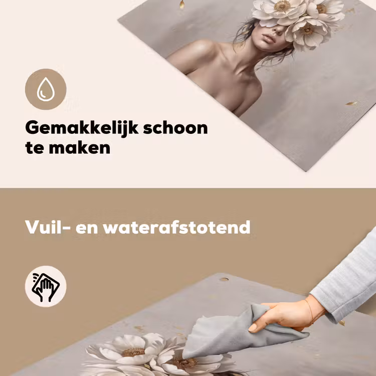 Vrouw - Pioenroos - Wit Inductie beschemer met haakjes klein -ky-schoon-nl