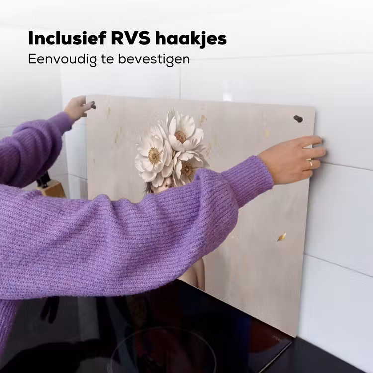 Vrouw - Pioenroos - Wit Inductie beschemer met haakjes klein -ky-ophangen-nl