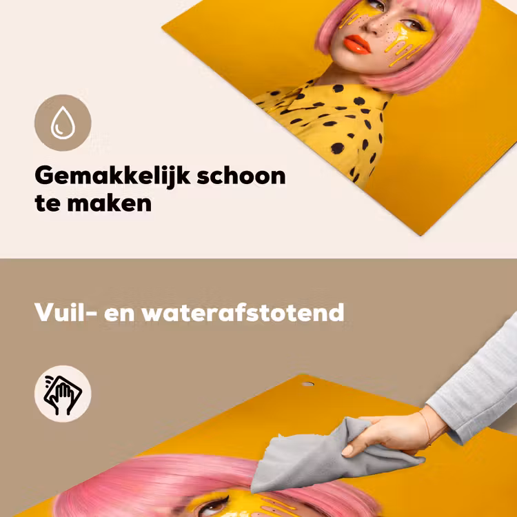 Vrouw - Portret - Abstract - Kleurrijk - Geel Inductie beschemer met haakjes klein -ky-schoon-nl
