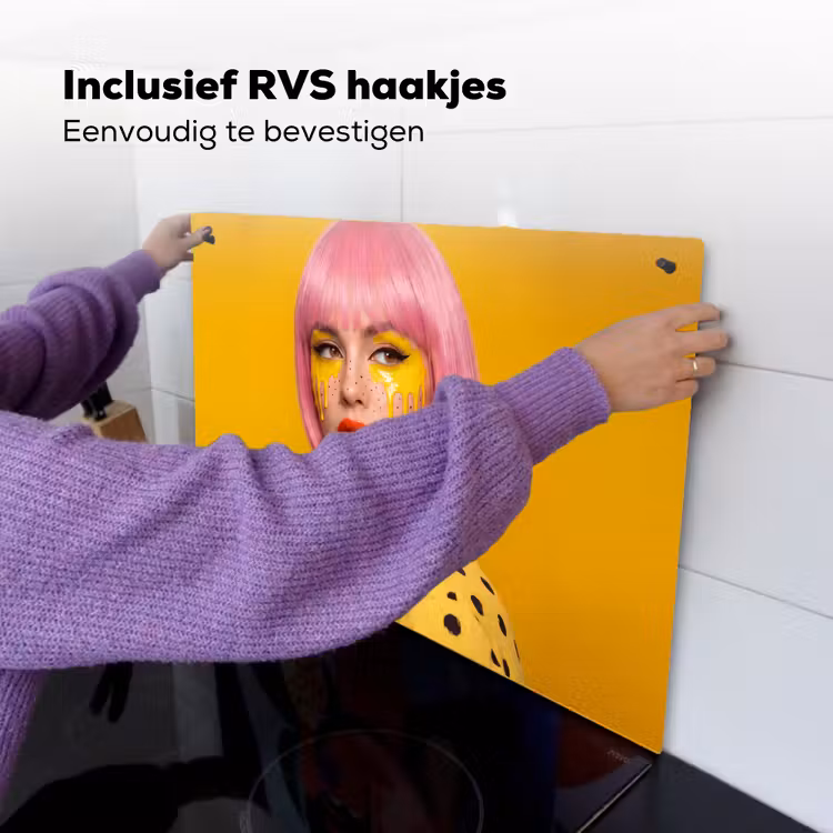 Vrouw - Portret - Abstract - Kleurrijk - Geel Inductie beschemer met haakjes klein -ky-ophangen-nl