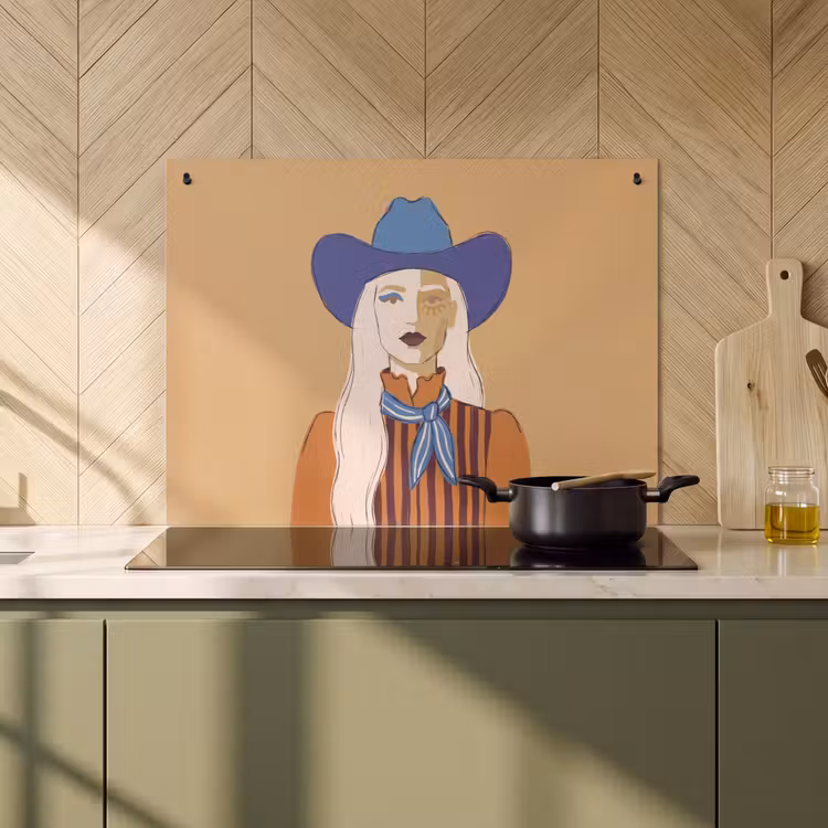 Vrouw - Portret - Abstract - Kleurrijk - Modern Inductie beschemer met haakjes klein -sfeer2