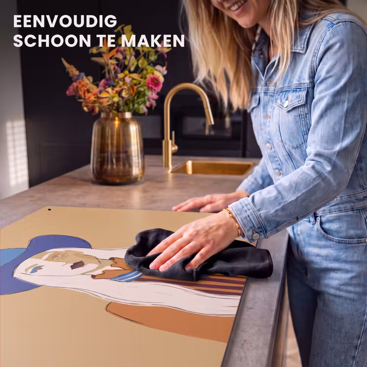 Vrouw - Portret - Abstract - Kleurrijk - Modern Inductie beschemer met haakjes klein -ky-schoon-nl