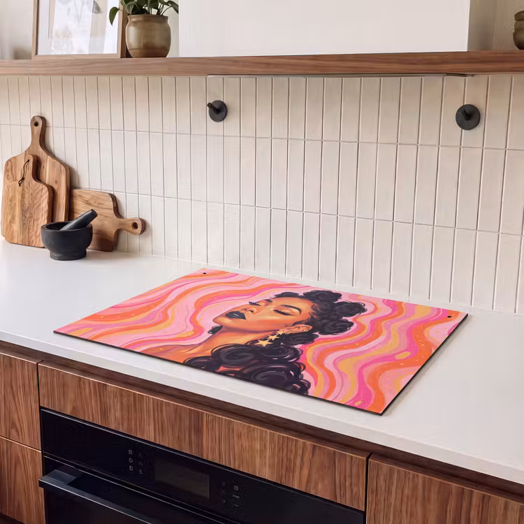 Vrouw - Portret - Abstract - Kleurrijk - Roze Inductie beschemer met haakjes klein -sfeer1