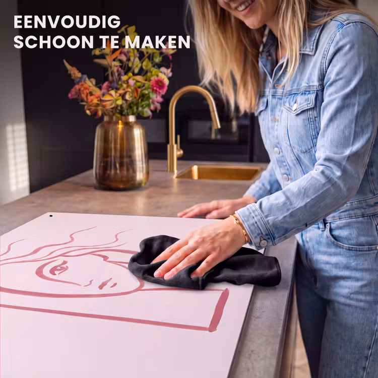 Vrouw - Portret - Abstract - Lijnkunst - Rood Inductie beschemer met haakjes klein -ky-schoon-nl
