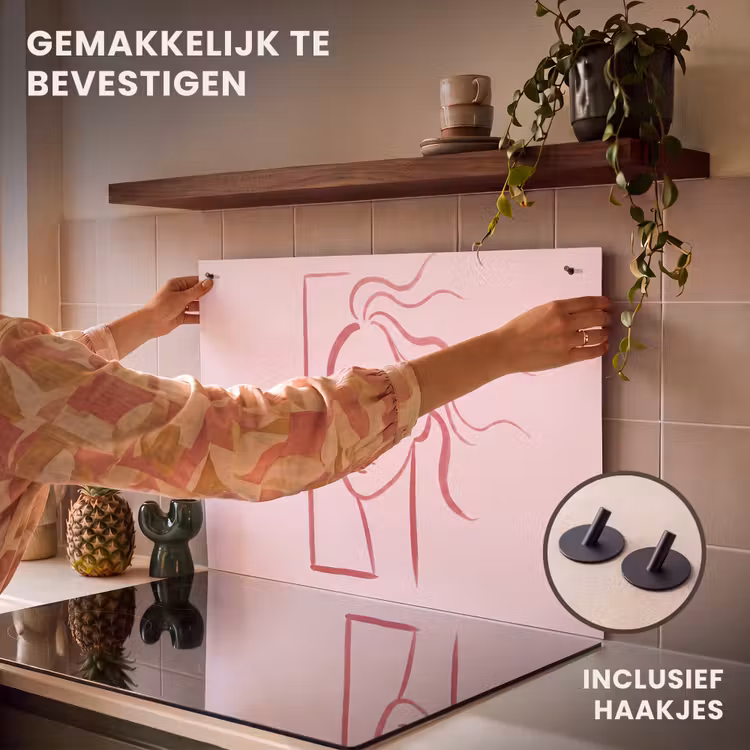 Vrouw - Portret - Abstract - Lijnkunst - Rood Inductie beschemer met haakjes klein -ky-ophangen-nl