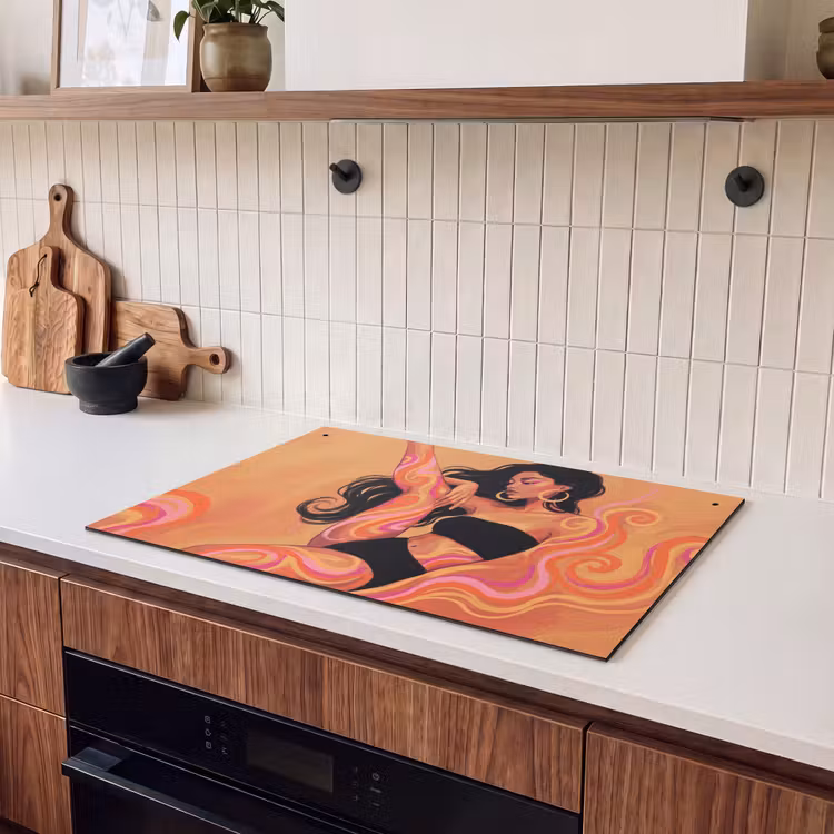 Vrouw - Portret - Abstract - Modern - Kleurrijk Inductie beschemer met haakjes klein -sfeer1