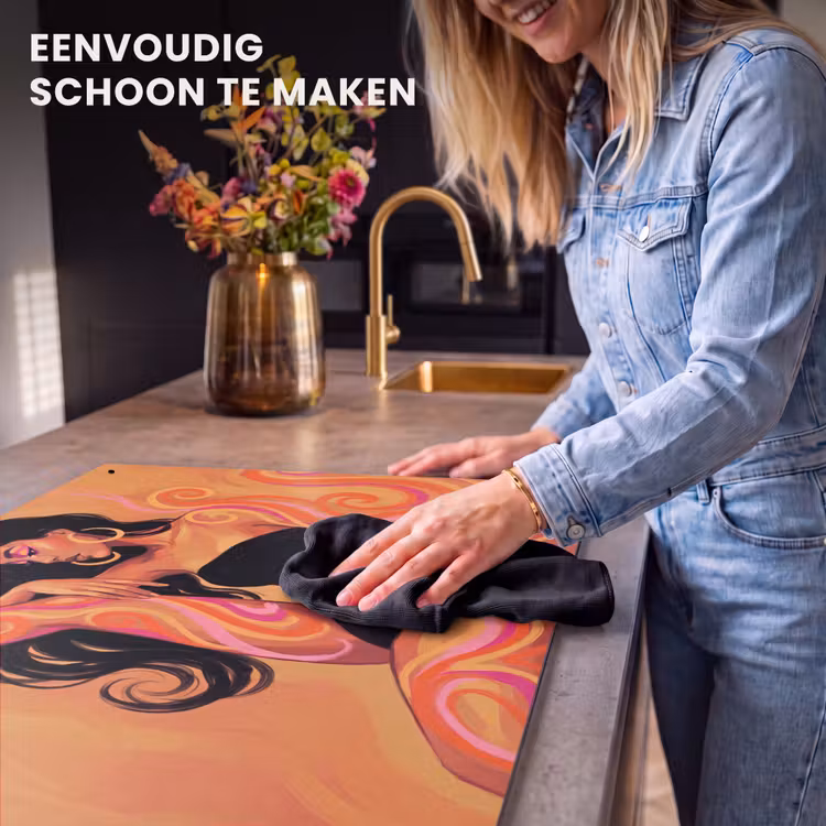 Vrouw - Portret - Abstract - Modern - Kleurrijk Inductie beschemer met haakjes klein -ky-schoon-nl