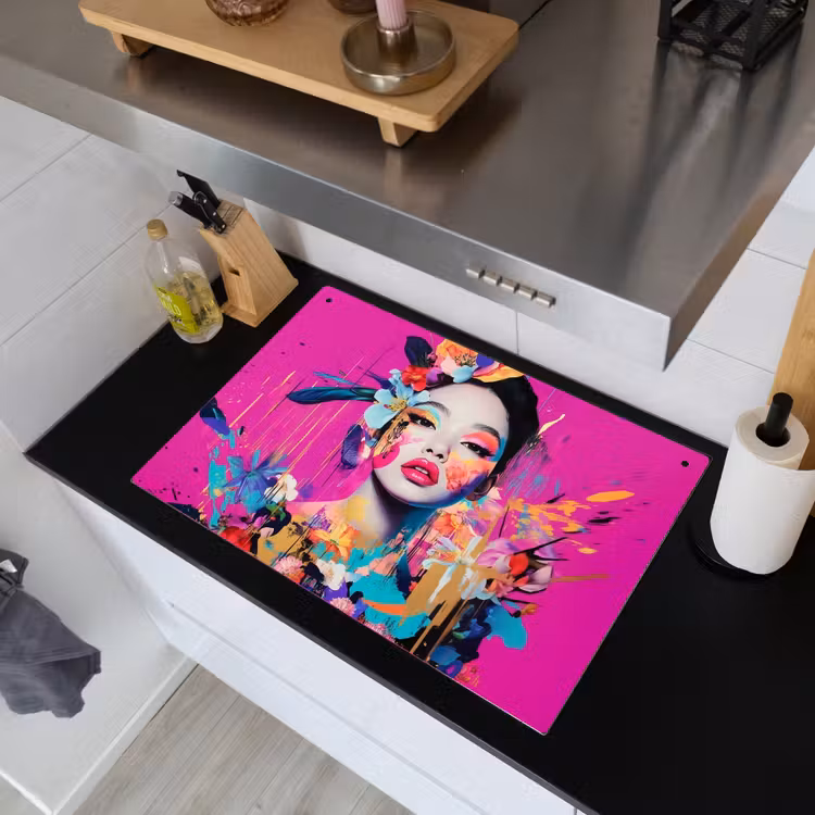 Vrouw - Portret - Abstract - Paars Inductie beschemer met haakjes klein -sfeer1