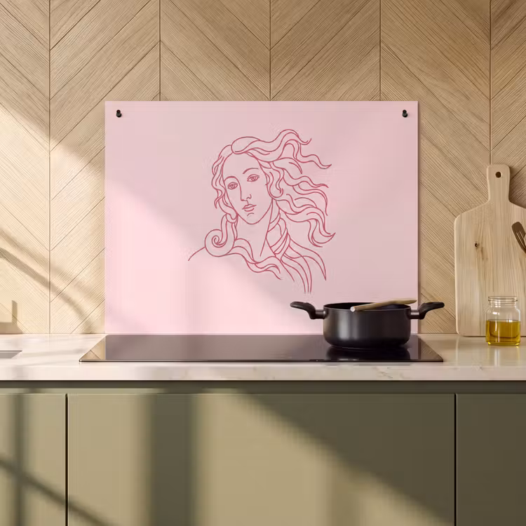 Vrouw - Portret - Klassiek - Line-art - Roze Inductie beschemer met haakjes klein -sfeer2