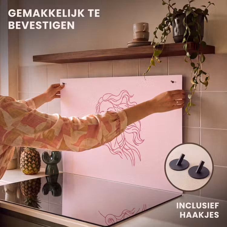 Vrouw - Portret - Klassiek - Line-art - Roze Inductie beschemer met haakjes klein -ky-ophangen-nl
