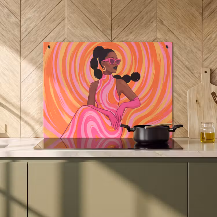 Vrouw - Portret - Kunst - Abstract - Roze Inductie beschemer met haakjes klein -sfeer2