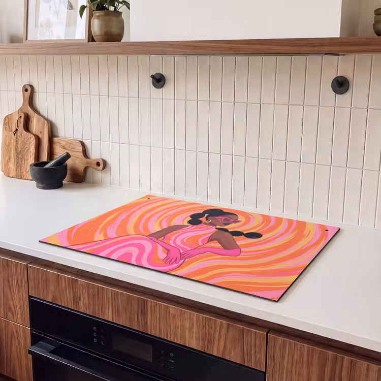 Vrouw - Portret - Kunst - Abstract - Roze Inductie beschemer met haakjes klein -sfeer1