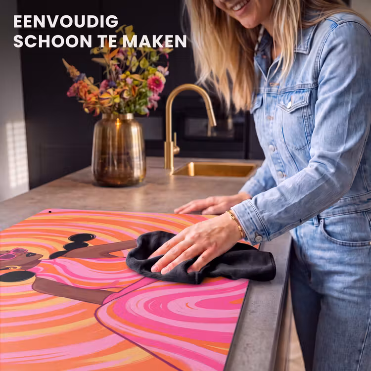 Vrouw - Portret - Kunst - Abstract - Roze Inductie beschemer met haakjes klein -ky-schoon-nl