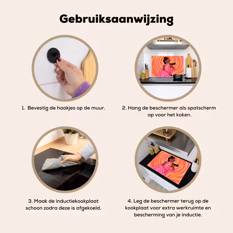 Vrouw - Portret - Kunst - Abstract - Roze Inductie beschemer met haakjes klein -ky-gebruik-nl