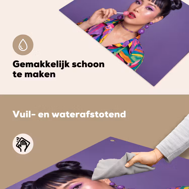 Vrouw - Portret - Make-up - Paars - Levendig Inductie beschemer met haakjes klein -ky-schoon-nl