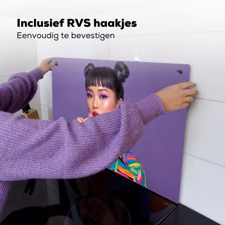 Vrouw - Portret - Make-up - Paars - Levendig Inductie beschemer met haakjes klein -ky-ophangen-nl