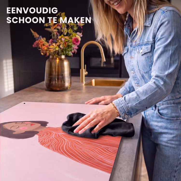 Vrouw - Portret - Modern - Kunst - Roze Inductie beschemer met haakjes klein -ky-schoon-nl
