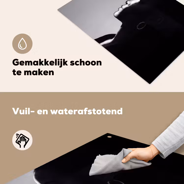 Vrouw - Profiel - Mensen - Zwart-wit Inductie beschemer met haakjes klein -ky-schoon-nl