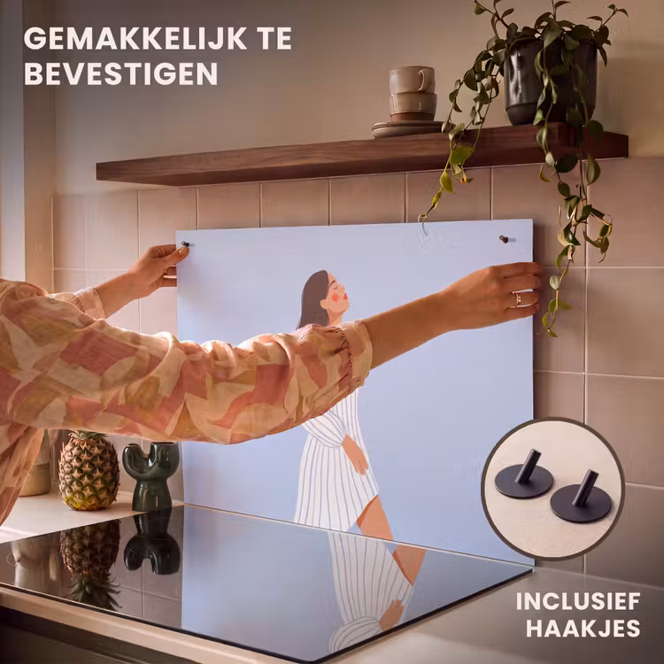Vrouw - Profiel - Rust - Modern - Illustratie Inductie beschemer met haakjes klein -ky-ophangen-nl