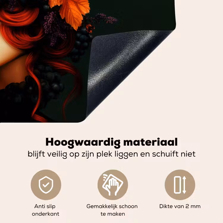 Vrouw - Rood - Groen - Druiven Inductie beschemer met haakjes klein -ky-onderkant-nl