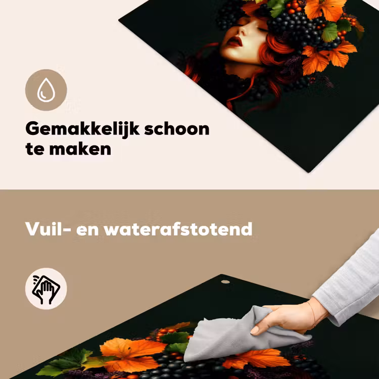 Vrouw - Rood - Groen - Druiven Inductie beschemer met haakjes klein -ky-schoon-nl