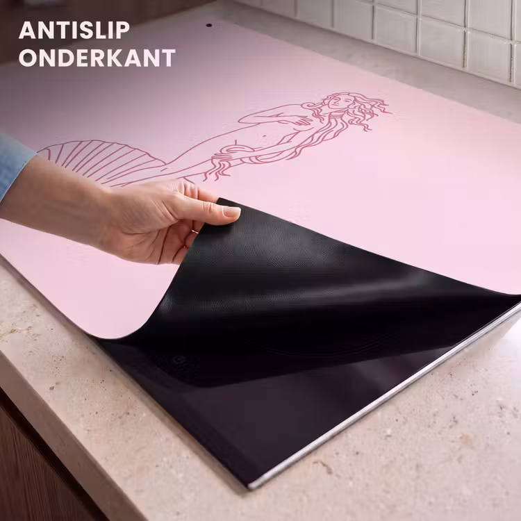 Vrouw - Schelp - Kunst - Lijntekening - Roze Inductie beschemer met haakjes klein -ky-onderkant-nl